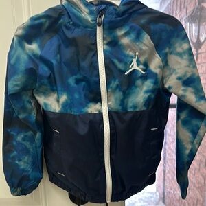 Jordan Blue and White Raincoat Lightweight Hooded Jacket